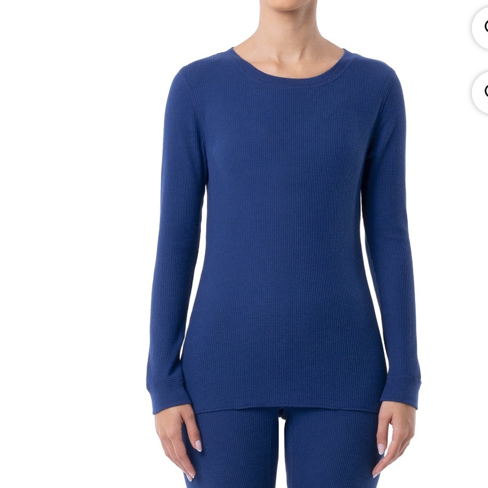 Fruit of the Loom dark blue eversoft Long Underwear Waffle Thermal top size XL - Picture 6 of 10